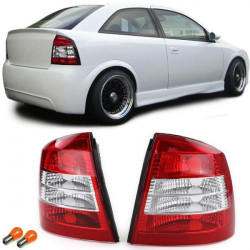 Clear glass taillights red clear pair fits Opel Astra G CC 98-05