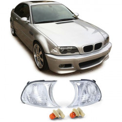 Turn signal white clear crystal pair fits BMW 3ER E46 Coupe Convertible 99-01