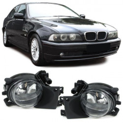 Clear glass fog lights H8 clear chrome pair fits BMW E39 00-04 facelift