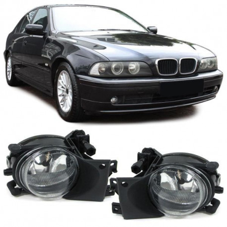 Osvetlenie Clear glass fog lights H8 clear chrome pair fits BMW E39 00-04 facelift | race-shop.si