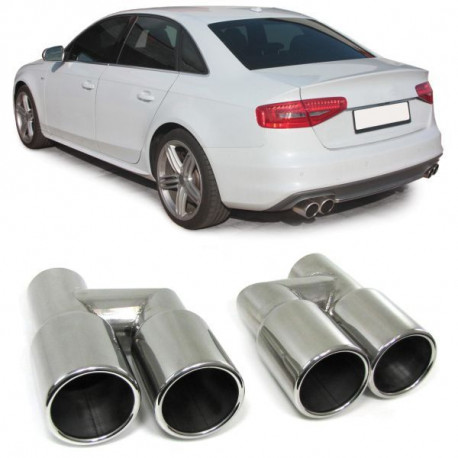 UNIVERZALNI TIP Sport exhaust tailpipes 76mm double pipe stainless steel pair for Audi A4 B8 07-15 | race-shop.si