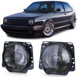 Headlights H4 Black Smoke fluted for VW Golf 2 83-91