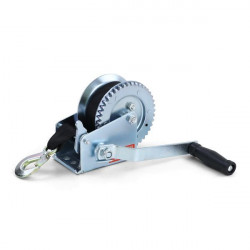 Professional winch hand winch silver with webbing 600kg 8 meters