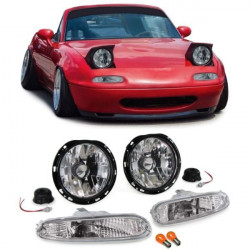 Clear glass headlight with turn signal chrome set for Mazda MX5 NA 90-98