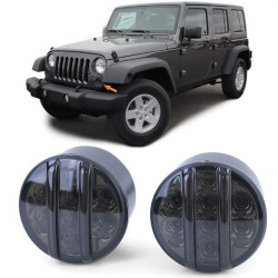LED clear glass front turn signal parking light black smoke for Jeep Wrangler JK from 07