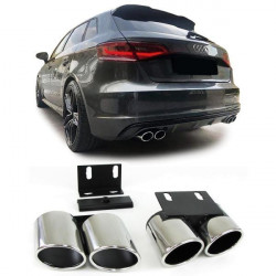 Stainless steel exhaust tailpipes 4 pipe S optics for Audi A3 8V from 13