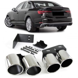 Sport exhaust tailpipes 4 pipe orifice plates stainless steel pair for Audi A4 2.0 B9 from 15