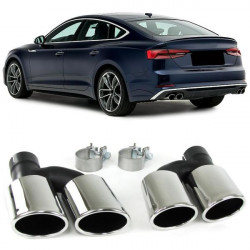 Sport exhaust tailpipes 4 pipe orifice plates stainless steel pair for Audi A5 8T from 11