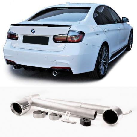 UNIVERZALNI TIP 2 pipe duplex stainless steel sport tailpipe conversion with bracket fits BMW F30 F31 | race-shop.si