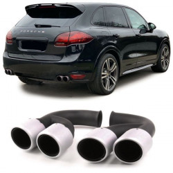 Double pipe stainless steel tailpipes silver matt for Porsche Cayenne V6 92A 10-14