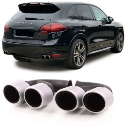 Stainless steel sport tailpipes silver matt for Porsche Cayenne V8 GTS Turbo S 10-14