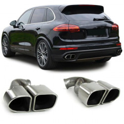 Double tailpipes turbo optics stainless steel for Porsche Cayenne 92A facelift 14-17