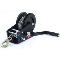 Professional winch hand winch with wire rope 1500 kg 10 meters black