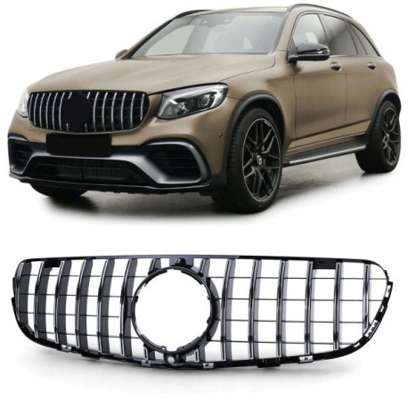 Body kit a vizuálne doplnky SPORT maska hladilnika (rešetka), Sprednja maska hladilnika black glossy krom za Mercedes GLC X253 od 15 | race-shop.si