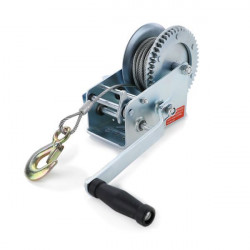 Professional winch hand winch with wire rope 1500 kg 10 meters silver