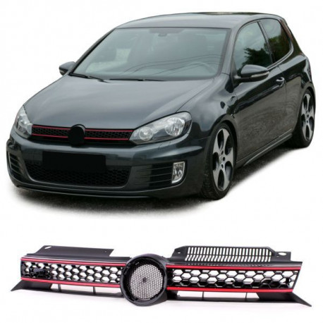 Body kit a vizuálne doplnky SPORT Honeycomb maska hladilnika črna rdeča za VW Golf 6 in GTI 08-132 | race-shop.si