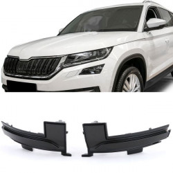 Side turn signal mirror Black Smoke for Skoda Kodiaq from 16 Karoq from 17