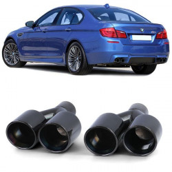 Double exhaust tailpipes Sport Look Black suitable for BMW F10 F11 F12 F13