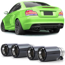 Exhaust tailpipes 90mm Sport Carbon Black suitable for BMW 1 Series E81 E82 E87 E88