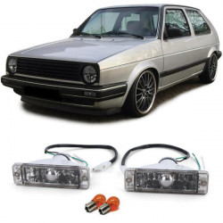 Clear glass turn signal with parking light Black Smoke for VW Golf 1 2 Jetta 1 2 Polo 86C