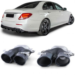 Stainless steel tailpipes exhaust trims black sport for Mercedes E Class W213