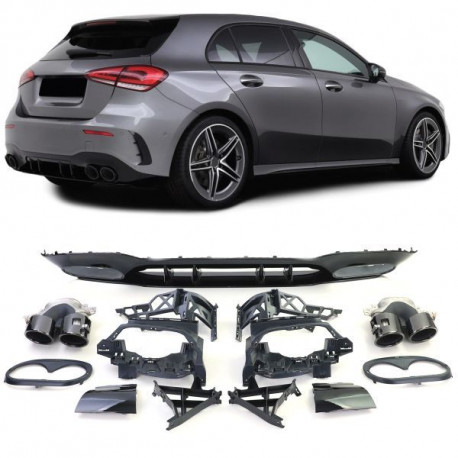 Body kit a vizuálne doplnky RACES zadnji difuzor (Sport) za Mercedes A Class W177 from 18, črna | race-shop.si