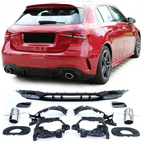 Body kit a vizuálne doplnky Zadnji podaljšek – difuzor, SPORT Type 2 z izpušnimi cevmi krom za Mercedes A Class W177 od 19 | race-shop.si