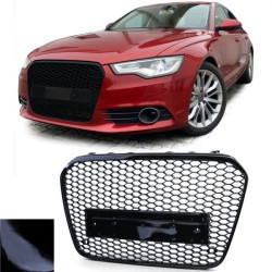 Honeycomb SPORT maska odbijača brez emblema/znaka black gloss za Audi A6 C7 4G 10-14