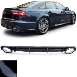 SPORT zadnji difuzor odbijača, black gloss, z izpušnimi cevmi krom za Audi A6 C7 4G 14-18