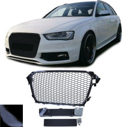 RACES maska hladilnika (Honeycomb) za Audi A4 B8 8K facelift 11-15, sijajno črna