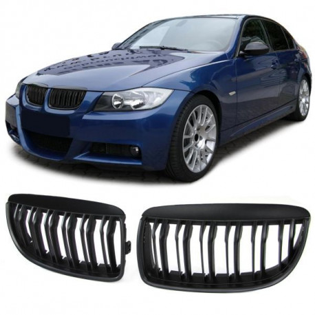 Body kit a vizuálne doplnky RACES maska hladilnika (Sport Double Bar) za BMW 3 series E90 E91 05-08, mat | race-shop.si