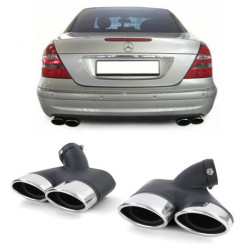 Double exhaust tailpipes sport optics for Mercedes E W211 gasoline 02-08