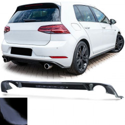 SPORT zadnji difuzor odbijača z enojnim izpuhom na obeh straneh black gloss za VW Golf 7 GTI 17-21