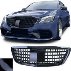 RACES maska hladilnika (Sport) za Mercedes S W222 with Night Vision 13-20, črna