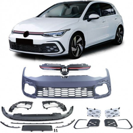 Body kit a vizuálne doplnky Sport front bumper with grill and LED fog for VW Golf 8 also GTI from 19 | race-shop.si