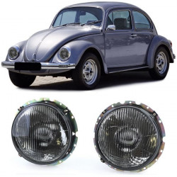 Headlights Black Smoke pair suitable for VW Beetle + Convertible from 73