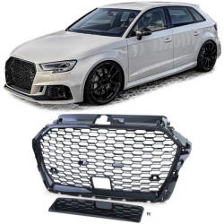 RACES maska hladilnika (Sport Honeycomb) za Audi A3 8V 16-20 with (z adaptivnim tempomatom), sijajno črna