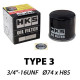 Oljni filtri HKS tip 3 oljni filter 3/4-16 UNF (Toyota 1JZ in 2JZ, Lexus) | race-shop.si