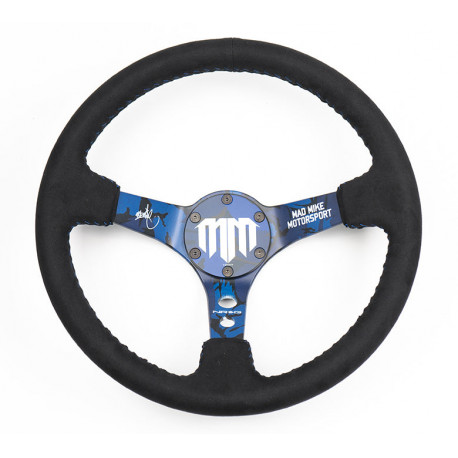 Volani 3-kraki volanski obroč NRG, 350mm, alcantara, 75mm zamik, črna/modra | race-shop.si