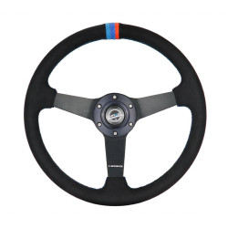 3-kraki volanski obroč NRG M3-Style, 350mm, alcantara, 38mm zamik, črna/modra