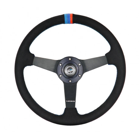Volani 3-kraki volanski obroč NRG M3-Style, 350mm, alcantara, 38mm zamik, črna/modra | race-shop.si