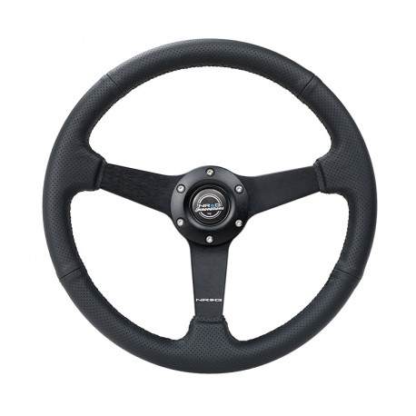 Volani 3-kraki volanski obroč NRG, 350mm, usnje, 38mm zamik, črna | race-shop.si