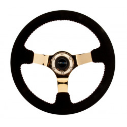NRG Reinforced 3-spoke suede Steering Wheel (350mm) - Gold
