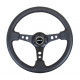Volani 3-kraki volanski obroč NRG, 350mm, usnje, luknjani kraki, 75mm zamik, črna | race-shop.si