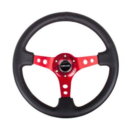 Volani NRG Reinforced 3-spoke leather Steering Wheel with holes, (350mm), black/red | race-shop.si