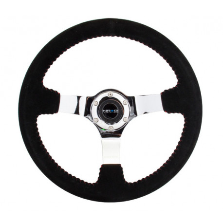 Volani NRG Reinforced 3-spoke suede Steering Wheel (350mm) - Chrome | race-shop.si