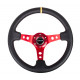 Volani 3-kraki volanski obroč NRG, 350mm, usnje, 75mm zamik, črna/rdeča/rumena | race-shop.si