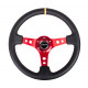 NRG Reinforced 3-spoke leather Steering Wheel with holes, (350mm), black/red/yellow
