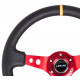 Volani 3-kraki volanski obroč NRG, 350mm, usnje, 75mm zamik, črna/rdeča/rumena | race-shop.si