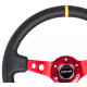 Volani NRG Reinforced 3-spoke leather Steering Wheel with holes, (350mm), black/red/yellow | race-shop.si